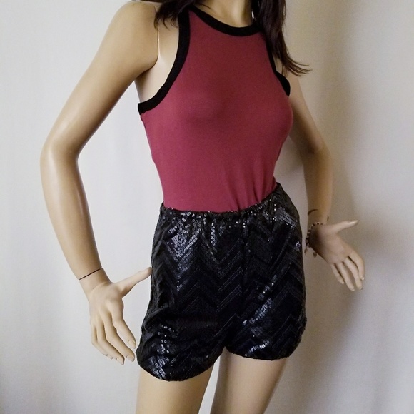 MittoShop Black Sequin Shorts  (S,M,L)(New) - Picture 6 of 7